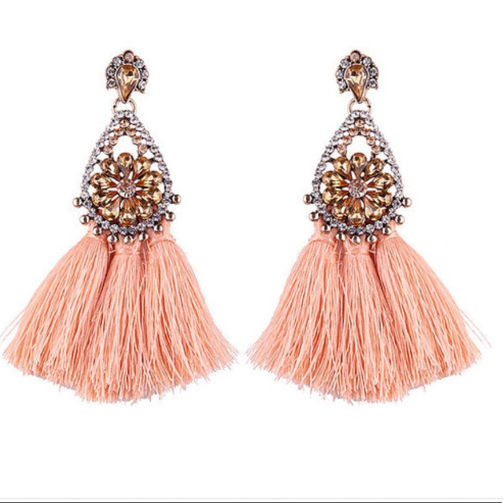 Statement drop tassel earrings